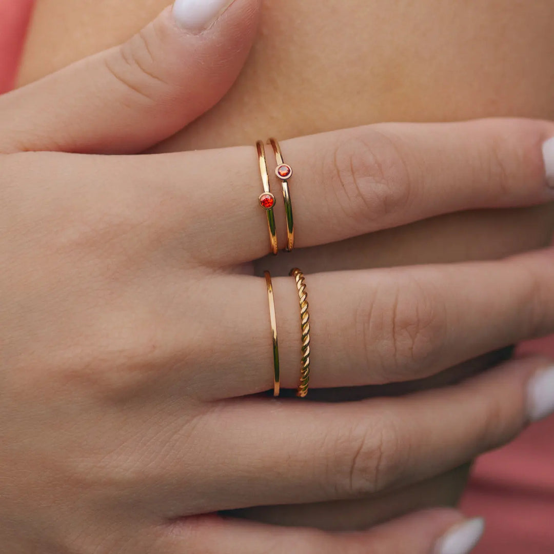 Chakra Crystal Ring Stainless Steel Timi of Sweden