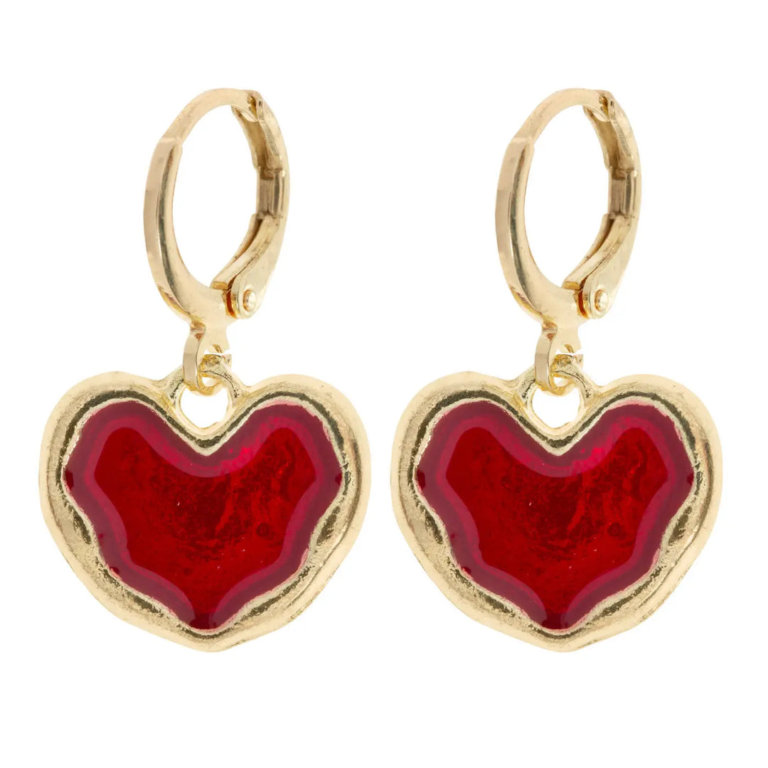 Scarlett - Red Hoop Heart Earrings