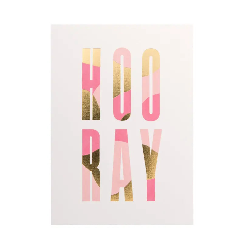 Hooray Gold Foil Postcard