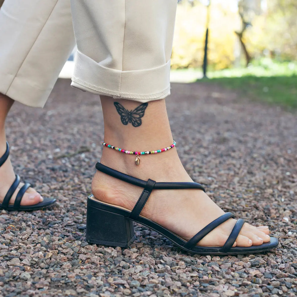 Cowrie Shell and beads anklet Gold