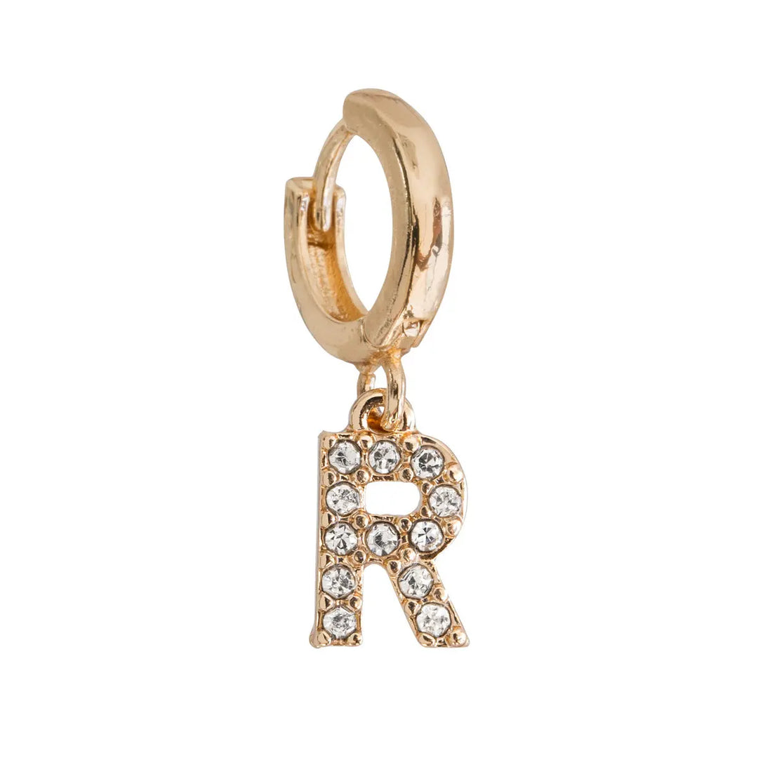 Crystal letter hoop R