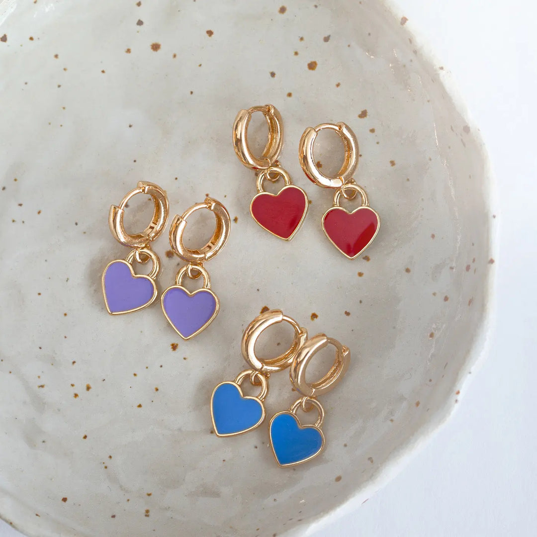 Enamel Heart Hoop Earring Timi of Sweden