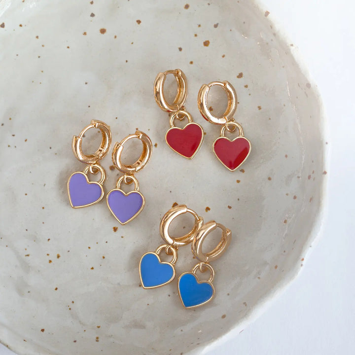 Enamel Heart Hoop Earring Timi of Sweden