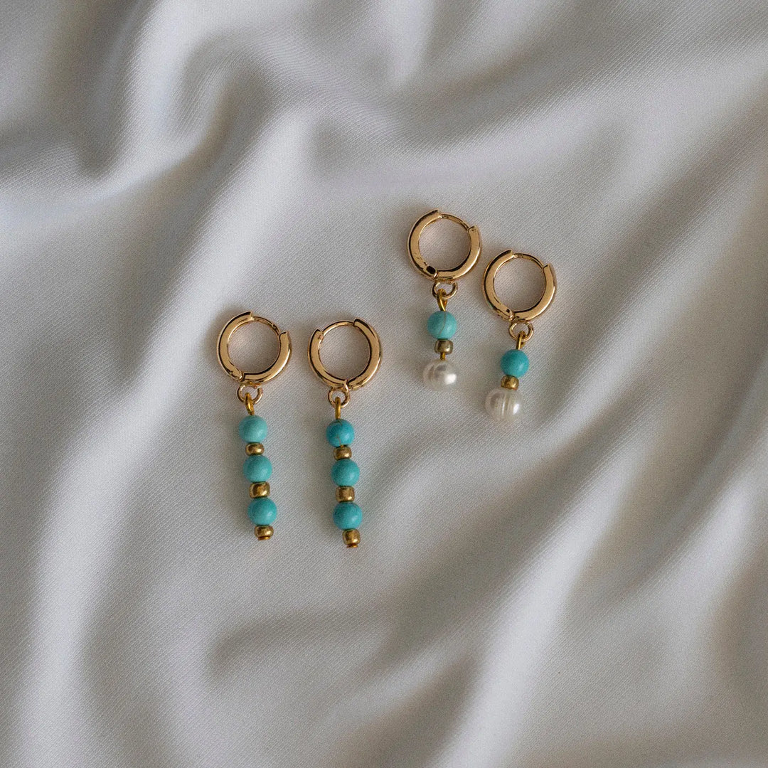 Turqoise Beads Hoop Earrings | Summer