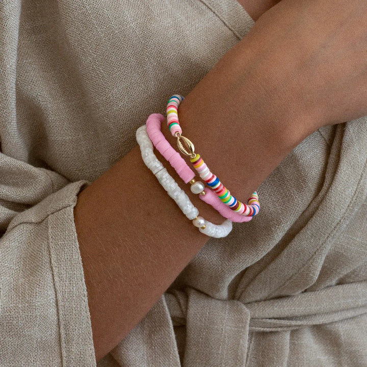 Beach Beads with Pearl Bracelet - Pink