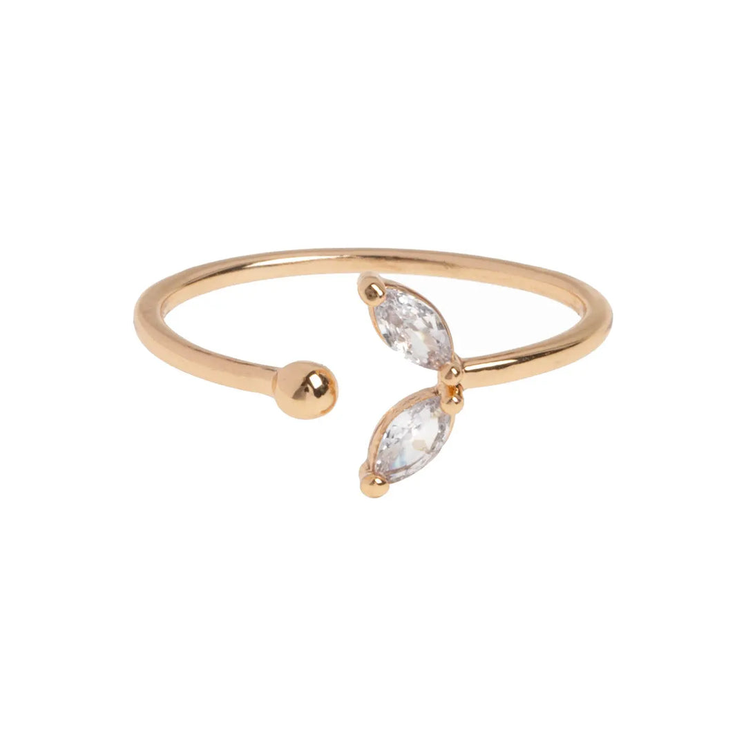 Leah - White Crystal Leaf Ring