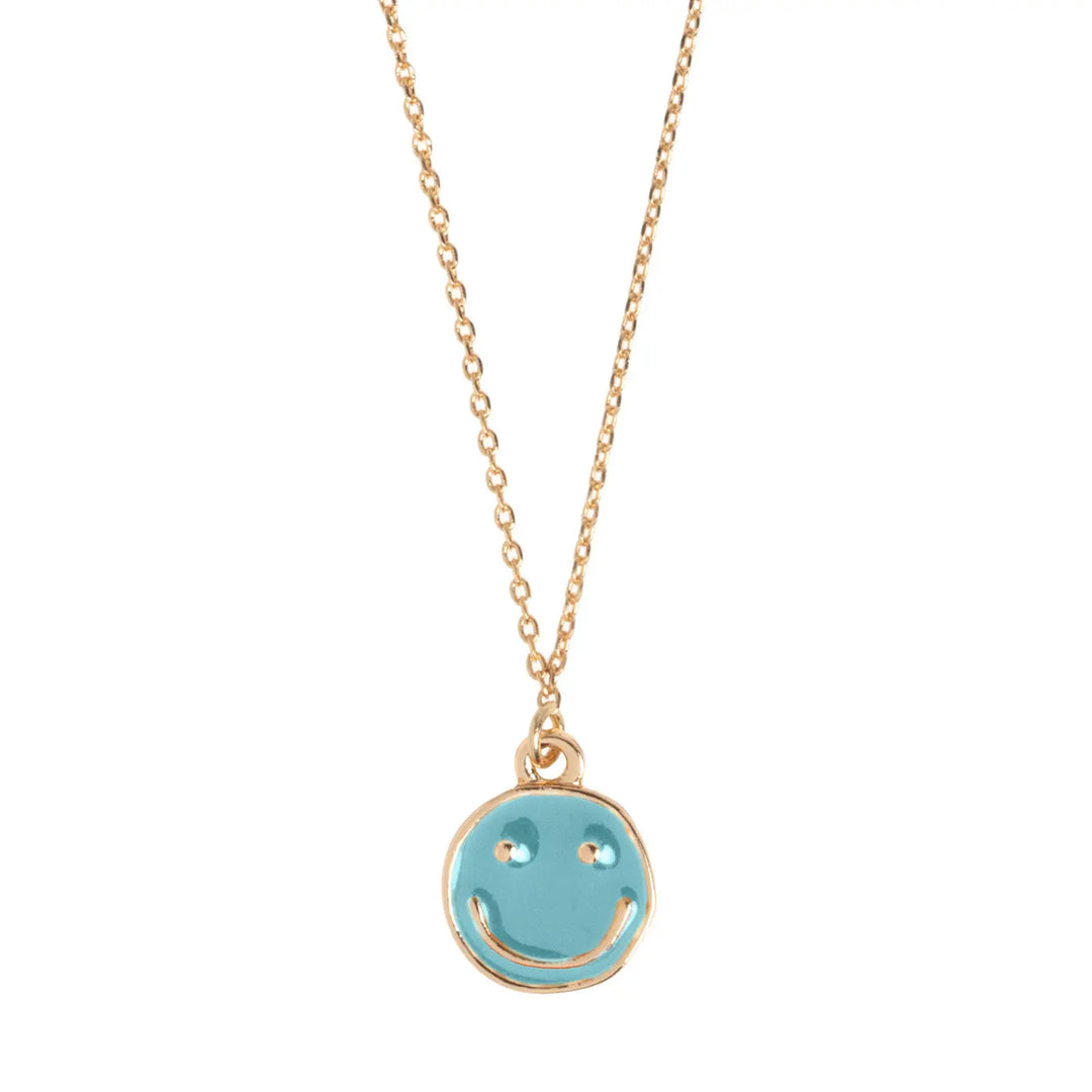 Doris - Blue Smiley Enamel Necklace