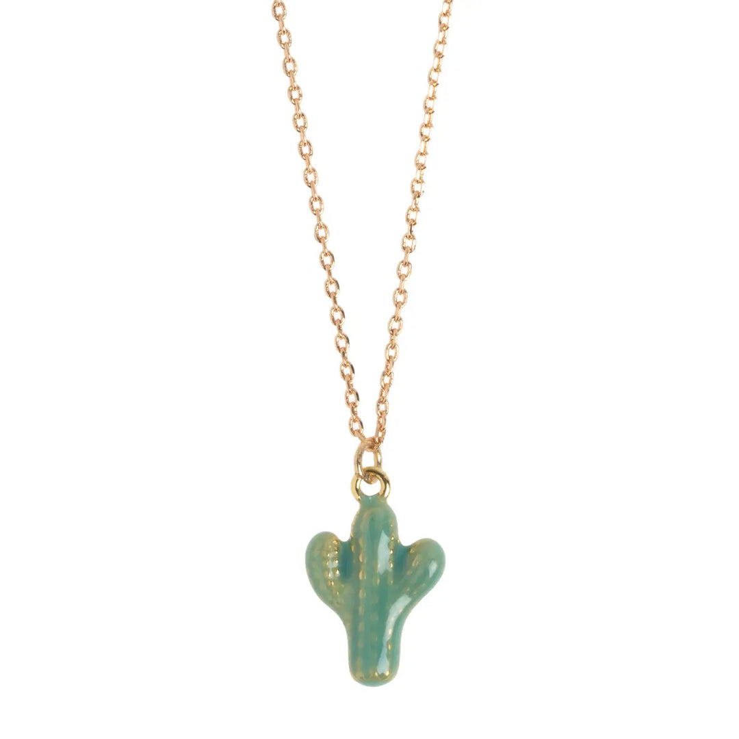 Doris - Green Cactus Enamel Necklace